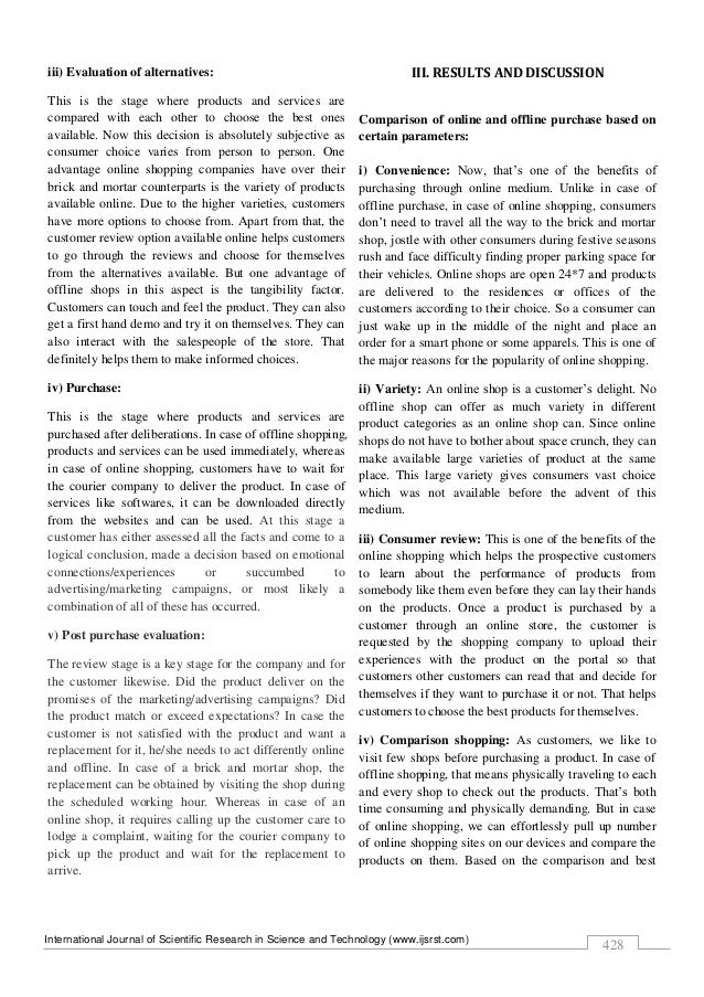Comparitive study of shopping online shopping vs in store shopping research